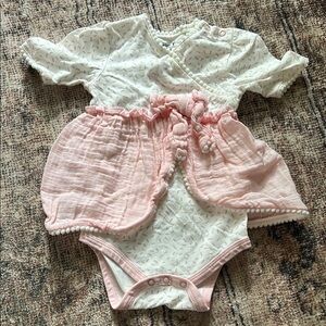 Stephan Baby Pink and White Romper 3-6 Months